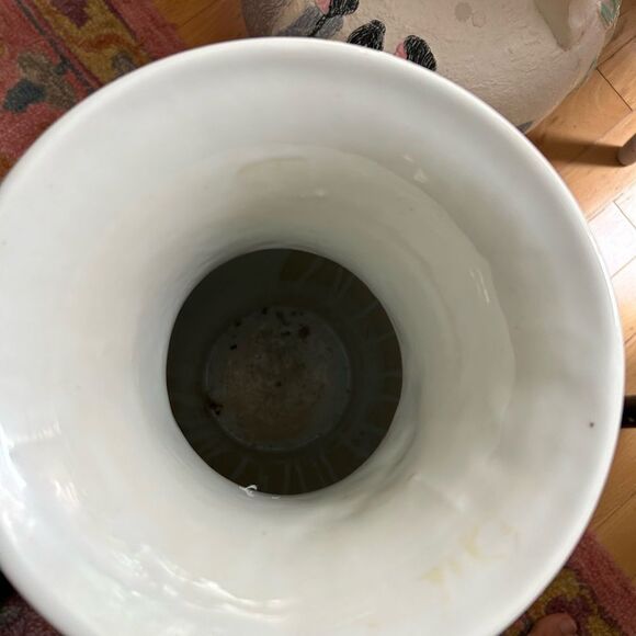 Vintage Artistic Yellow and Blue Asian Floral Vase 19" tall - Picture 5 of 12